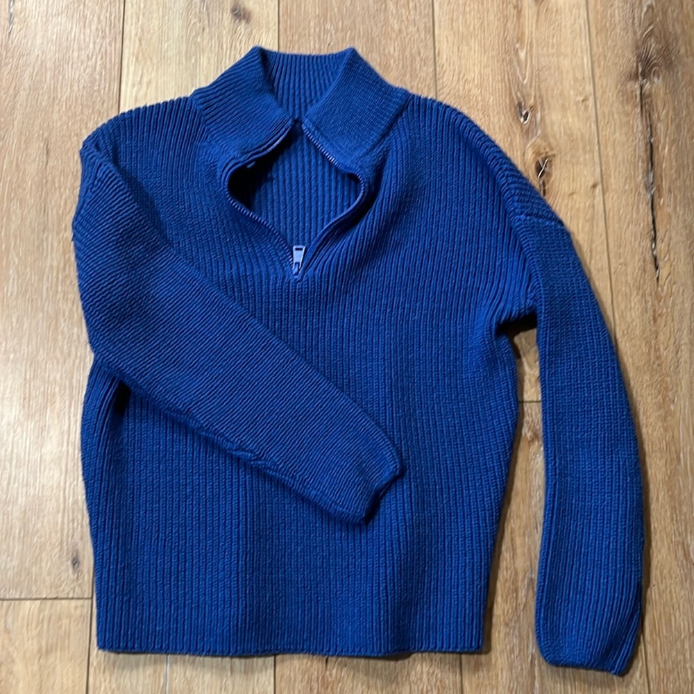 Blue Amazon quarter zip sweater